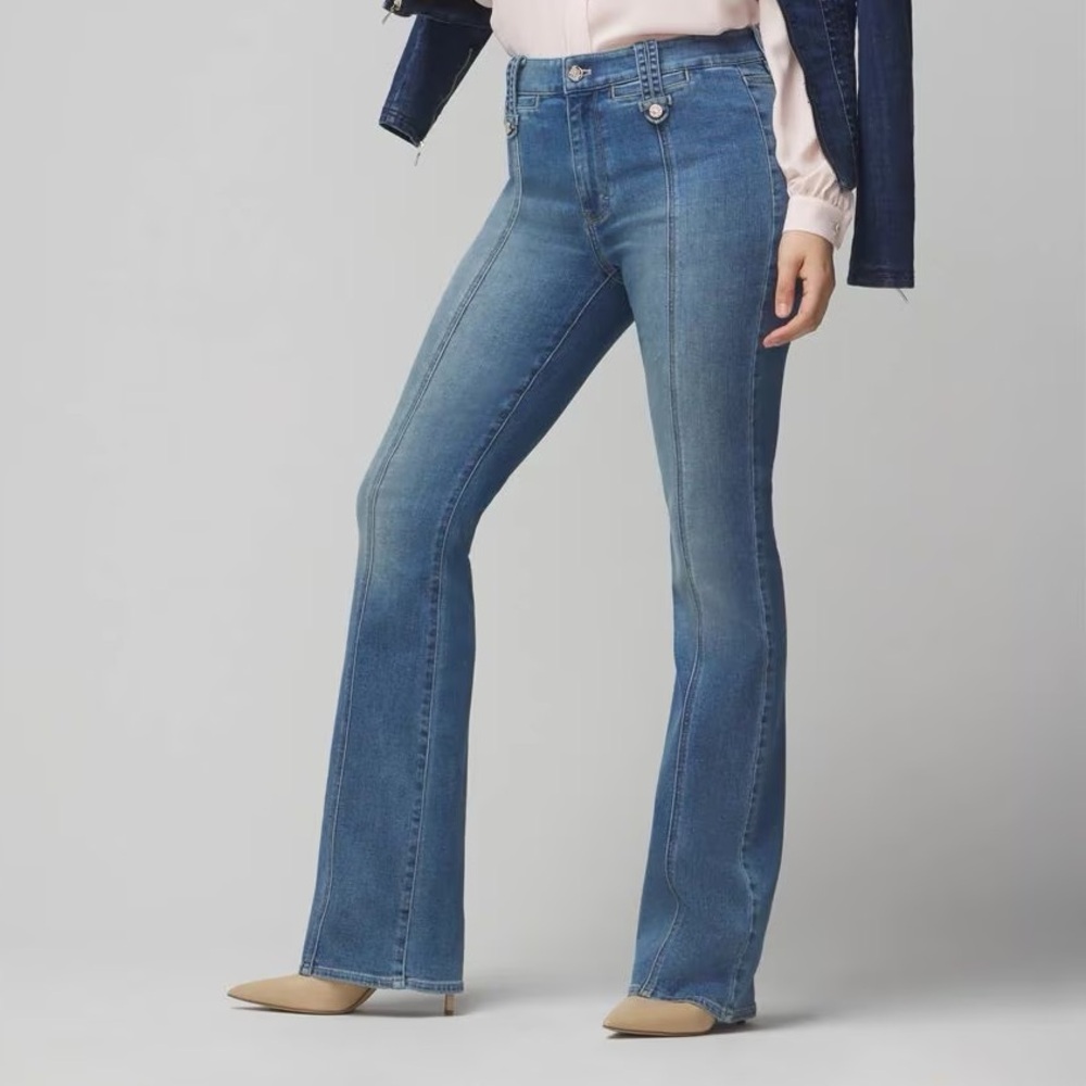 WHBM High-Rise Everyday Soft Bootcut Tab Jeans Size 12 Diamond Original